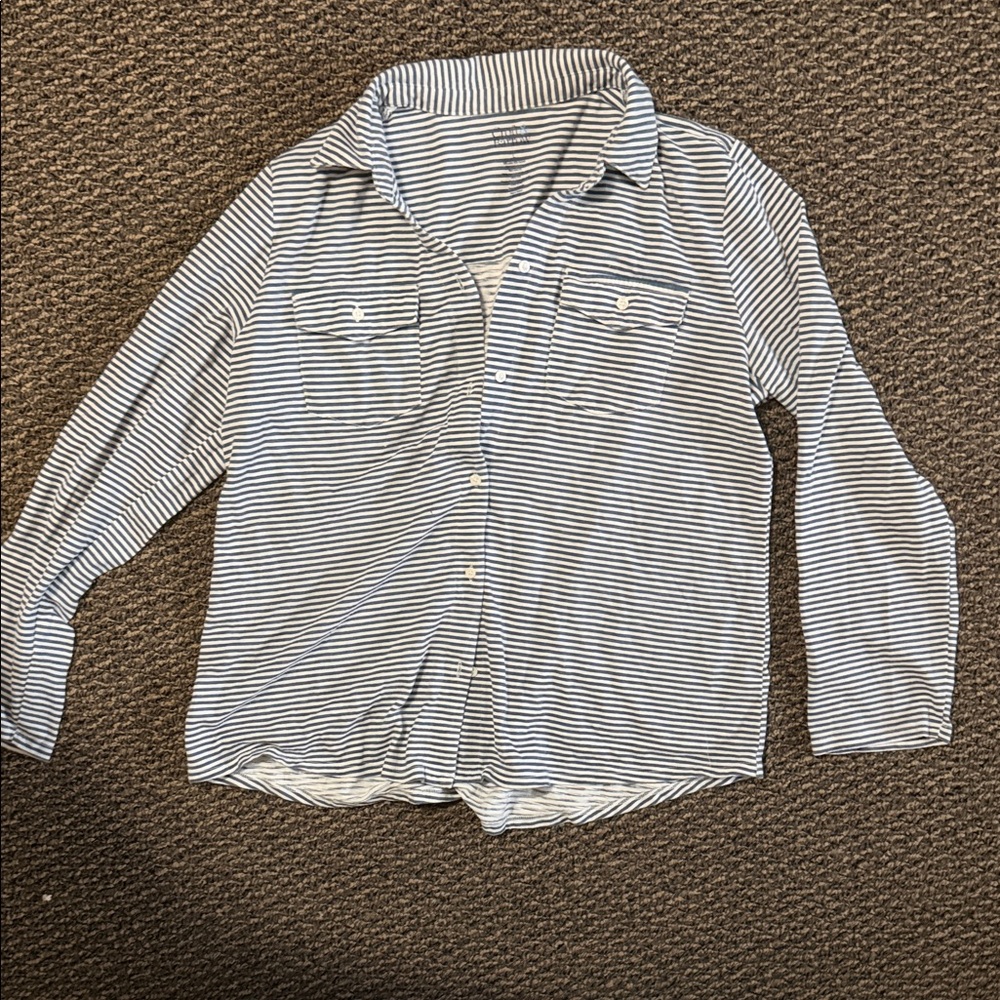 Navy and white striped Croft & Barrow button up (large)